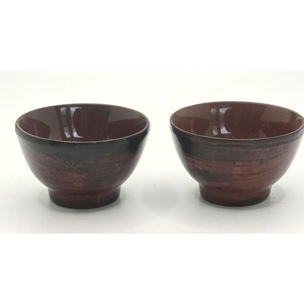 Pair Of Glaze Enamel Japanese Sake Cups